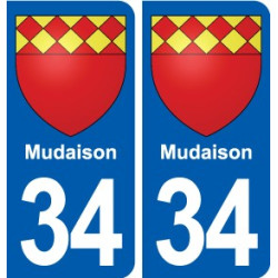 34 Mudaison blason autocollant plaque immatriculation ville