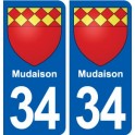 34 Mudaison blason autocollant plaque immatriculation ville
