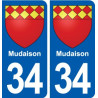 34 Mudaison blason autocollant plaque immatriculation ville
