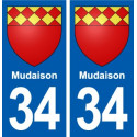 34 Mudaison blason autocollant plaque immatriculation ville