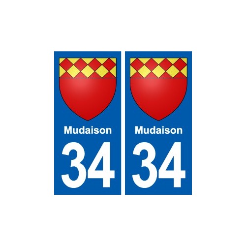 34 Mudaison blason autocollant plaque immatriculation ville
