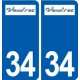 34 Vendres logo ville autocollant plaque stickers