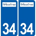 34 Vendres logo ville autocollant plaque stickers