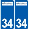 34 Vendres logo ville autocollant plaque stickers