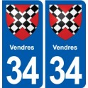 34 Vendres coat of arms, city sticker, plate sticker