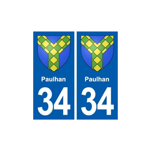 34 Paulhan blason ville autocollant plaque stickers