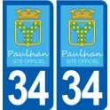 34 Paulhan logo ville autocollant plaque stickers
