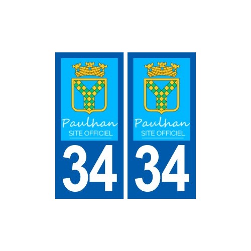 34 Paulhan logo ville autocollant plaque stickers