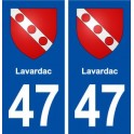 47 Lavardac blason autocollant plaque stickers ville