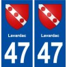47 Lavardac blason autocollant plaque stickers ville