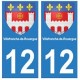 12 Villefranche-de-rouergue ville autocollant plaque
