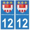 12 Villefranche-de-rouergue ville autocollant plaque