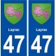47 Layrac  blason autocollant plaque stickers ville