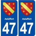 47 Astaffort blason autocollant plaque stickers ville