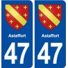 47 Astaffort blason autocollant plaque stickers ville