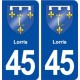 45 Lorris blason ville autocollant plaque stickers