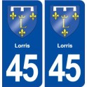 45 Lorris blason ville autocollant plaque stickers