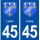 45 Lorris blason ville autocollant plaque stickers
