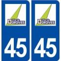 45 Dordives logo ville autocollant plaque stickers