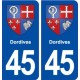 45 Dordives blason ville autocollant plaque stickers