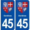 45 Dordives blason ville autocollant plaque stickers