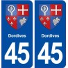 45 Dordives blason ville autocollant plaque stickers