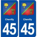 45 Chevilly blason ville autocollant plaque stickers