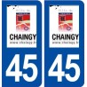 45 Chaingy logo ville autocollant plaque stickers