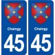 45 Chaingy ville blason autocollant plaque immatriculation