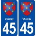 45 Chaingy ville blason autocollant plaque immatriculation