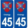 45 Chaingy ville blason autocollant plaque immatriculation