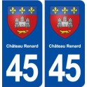45 Château Renard ville blason autocollant plaque immatriculation