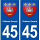 45 Château Renard ville blason autocollant plaque immatriculation