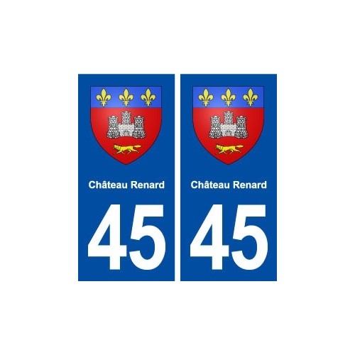 45 Château Renard ville blason autocollant plaque immatriculation