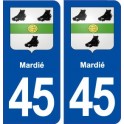 45 Mardié blason ville autocollant plaque stickers