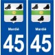 45 Mardié blason ville autocollant plaque stickers