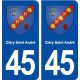 45 Cléry Saint André blason ville autocollant plaque stickers