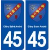 45 Cléry Saint André blason ville autocollant plaque stickers