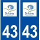 43 Dunières logo autocollant plaque immatriculation ville