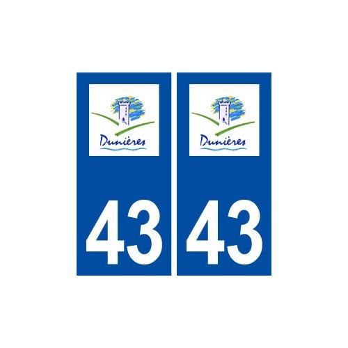 43 Dunières logo autocollant plaque immatriculation ville