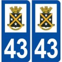 43 Beauzac logo autocollant plaque immatriculation ville