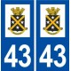 43 Beauzac logo autocollant plaque immatriculation ville