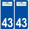 43 Langeac logotipo de la etiqueta engomada de la placa de registro de la ciudad