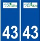 43 Langeac logo autocollant plaque immatriculation ville
