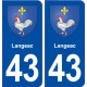 43 Langeac blason autocollant plaque immatriculation ville