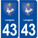 43 Langeac blason autocollant plaque immatriculation ville