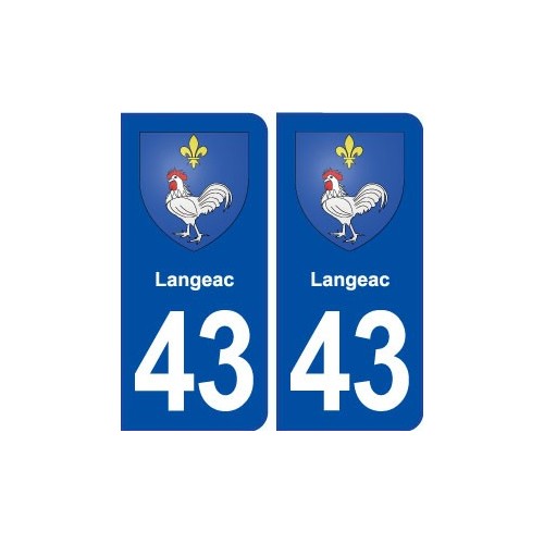 43 Langeac blason autocollant plaque immatriculation ville