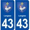 43 Langeac blason autocollant plaque immatriculation ville