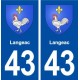 43 Langeac blason autocollant plaque immatriculation ville