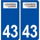 43 Le Chambon sur Lignon logo autocollant plaque immatriculation ville